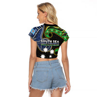 South Sea Islanders And Fiji Raglan Cropped T Shirt Fijian Coat Of Arms And Southern Cross DT05 - Polynesian Pride