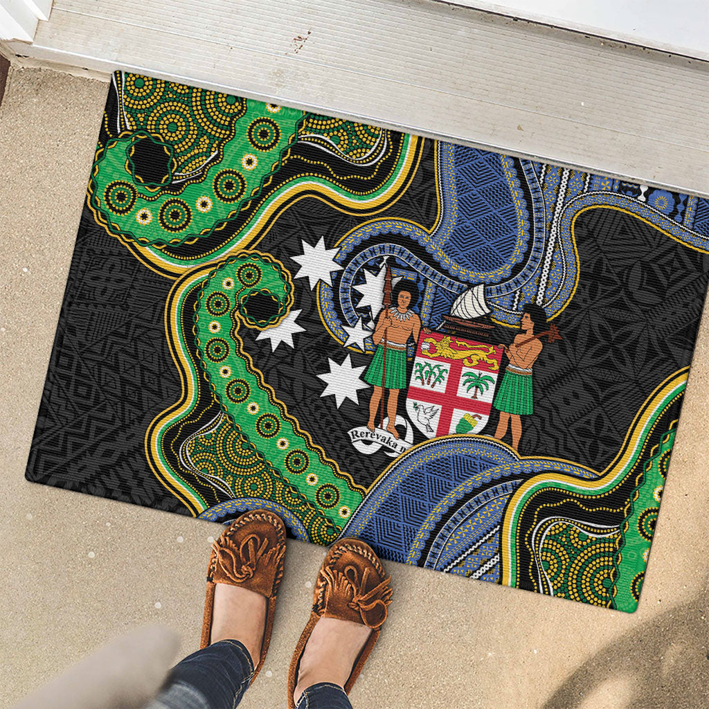 South Sea Islanders And Fiji Rubber Doormat Fijian Coat Of Arms And Southern Cross DT05 - Polynesian Pride