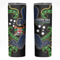 South Sea Islanders And Fiji Skinny Tumbler Fijian Coat Of Arms And Southern Cross DT05 Black - Polynesian Pride