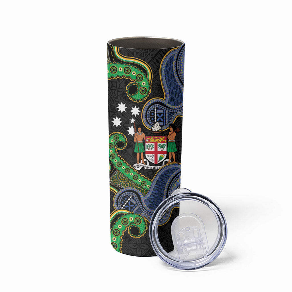 South Sea Islanders And Fiji Skinny Tumbler Fijian Coat Of Arms And Southern Cross DT05 - Polynesian Pride