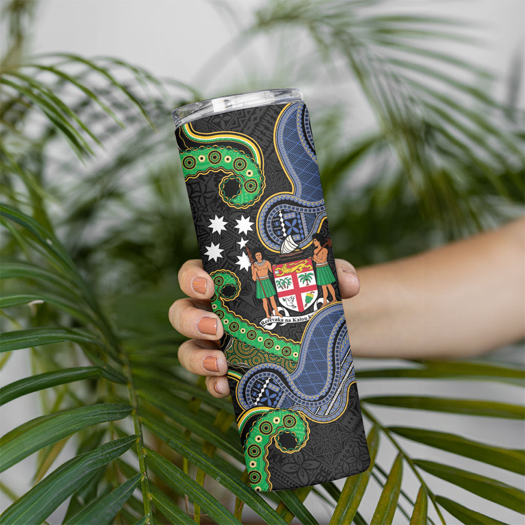 South Sea Islanders And Fiji Skinny Tumbler Fijian Coat Of Arms And Southern Cross DT05 - Polynesian Pride