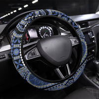 South Sea Islanders And Fiji Steering Wheel Cover Fijian Coat Of Arms And Southern Cross DT05 Universal Fit Black - Polynesian Pride