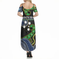 South Sea Islanders And Fiji Summer Maxi Dress Fijian Coat Of Arms And Southern Cross DT05 - Polynesian Pride