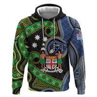 South Sea Islanders And Fiji Zip Hoodie Fijian Coat Of Arms And Southern Cross DT05 Pullover Hoodie Black - Polynesian Pride