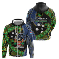 South Sea Islanders And Fiji Zip Hoodie Fijian Coat Of Arms And Southern Cross DT05 - Polynesian Pride