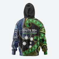 South Sea Islanders And Fiji Zip Hoodie Fijian Coat Of Arms And Southern Cross DT05 - Polynesian Pride