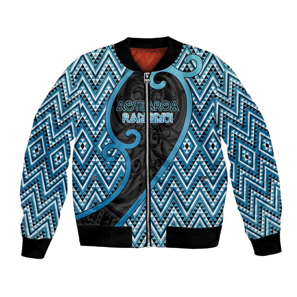 Custom Aotearoa Atua Ranginui Bomber Jacket Maori Sky Father Koru Patterns DT05 Unisex Blue - Polynesian Pride