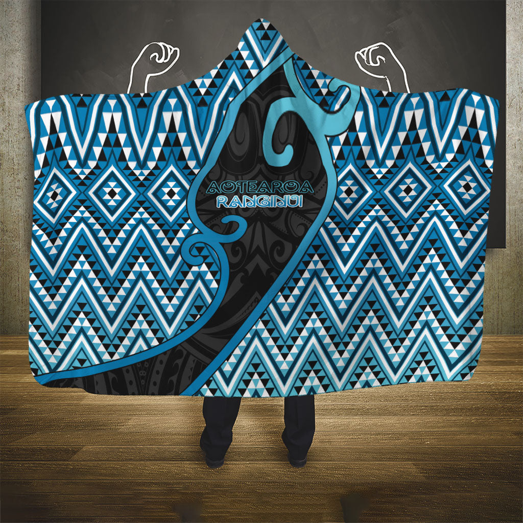 Aotearoa Atua Ranginui Hooded Blanket Maori Sky Father Koru Patterns