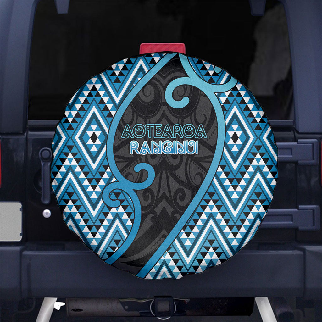 Aotearoa Atua Ranginui Spare Tire Cover Maori Sky Father Koru Patterns DT05 No hole Blue - Polynesian Pride