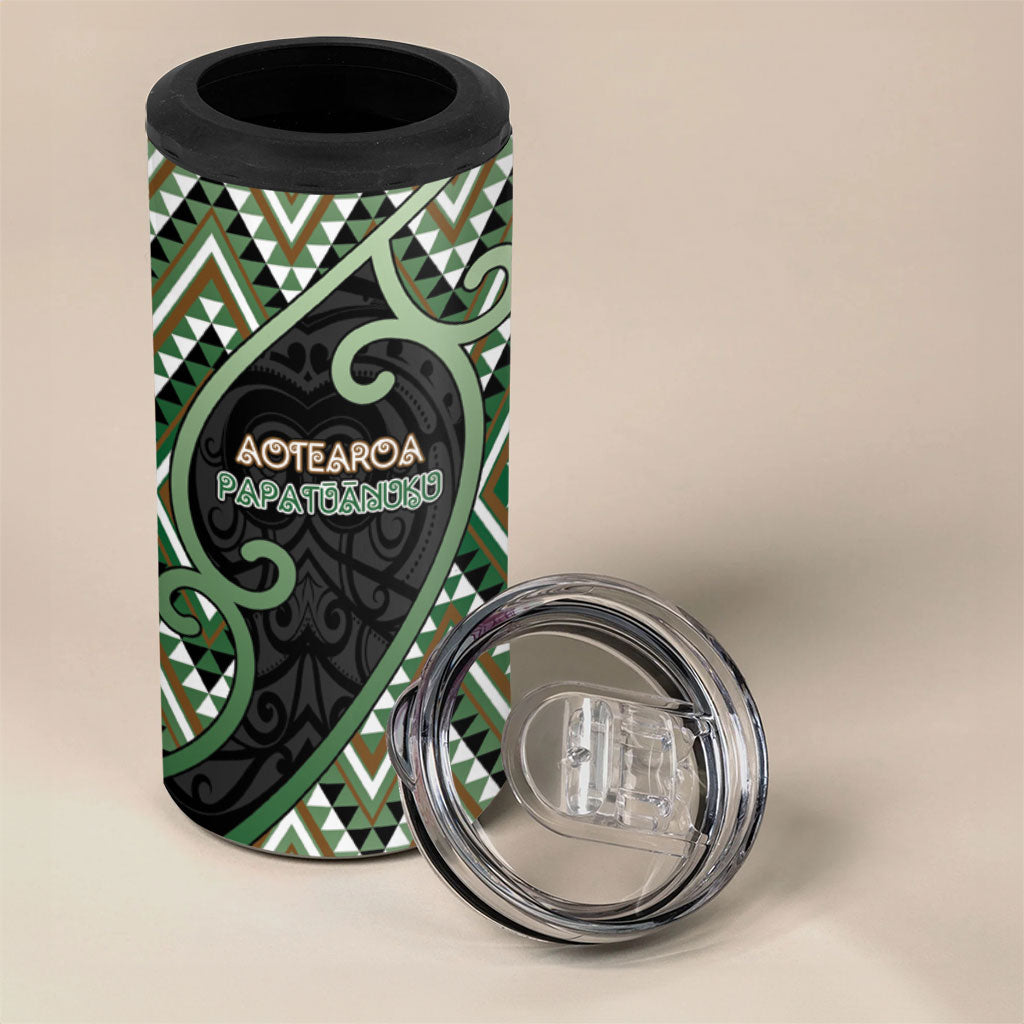 Custom Aotearoa Atua Papatuanuku 4 in 1 Can Cooler Tumbler Earth Mother Father Koru Patterns DT05 - Polynesian Pride