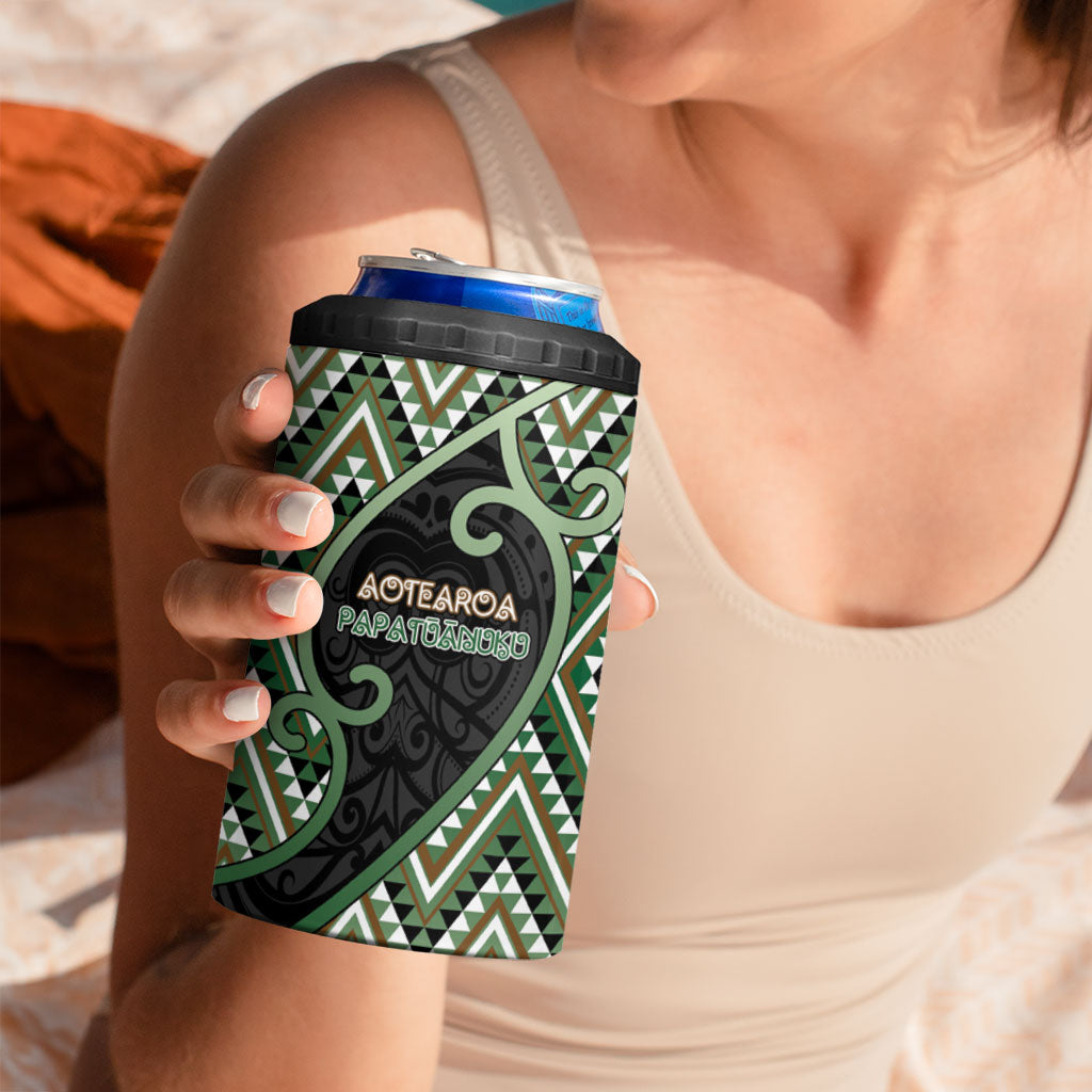 Custom Aotearoa Atua Papatuanuku 4 in 1 Can Cooler Tumbler Earth Mother Father Koru Patterns DT05 - Polynesian Pride