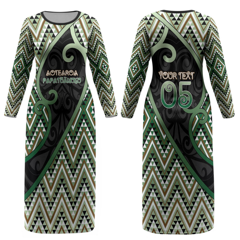Custom Aotearoa Atua Papatuanuku Couples Matching Long Sleeve Bodycon Dress and Hawaiian Shirt Earth Mother Father Koru Patterns DT05 - Polynesian Pride
