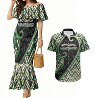 Custom Aotearoa Atua Papatuanuku Couples Matching Mermaid Dress and Hawaiian Shirt Earth Mother Father Koru Patterns DT05 Green - Polynesian Pride