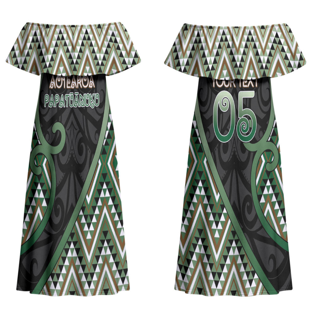 Custom Aotearoa Atua Papatuanuku Couples Matching Off Shoulder Maxi Dress and Long Sleeve Button Shirt Earth Mother Father Koru Patterns DT05 - Polynesian Pride
