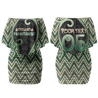 Custom Aotearoa Atua Papatuanuku Couples Matching Off Shoulder Short Dress and Long Sleeve Button Shirt Earth Mother Father Koru Patterns DT05 - Polynesian Pride