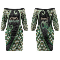Custom Aotearoa Atua Papatuanuku Couples Matching Off The Shoulder Long Sleeve Dress and Long Sleeve Button Shirt Earth Mother Father Koru Patterns DT05 - Polynesian Pride
