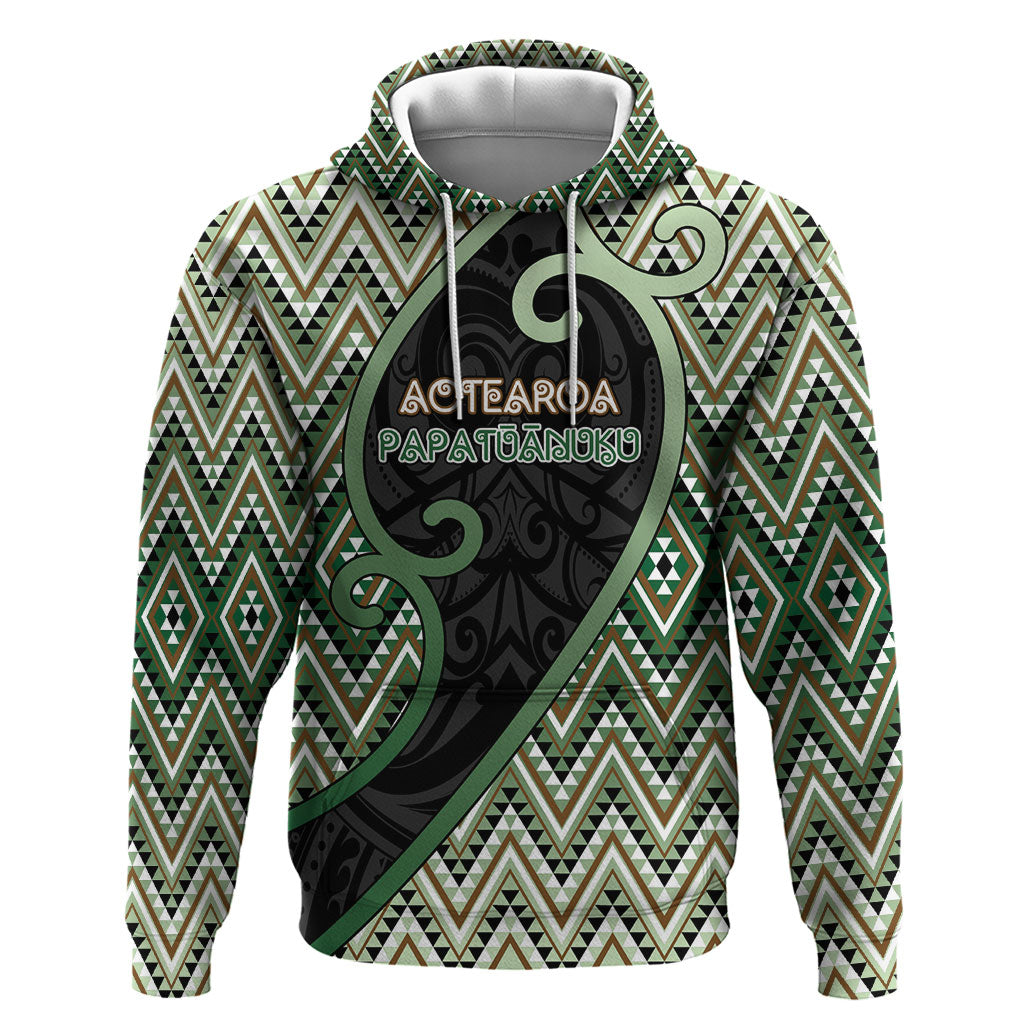 Custom Aotearoa Atua Papatuanuku Hoodie Earth Mother Father Koru Patterns DT05 Pullover Hoodie Green - Polynesian Pride