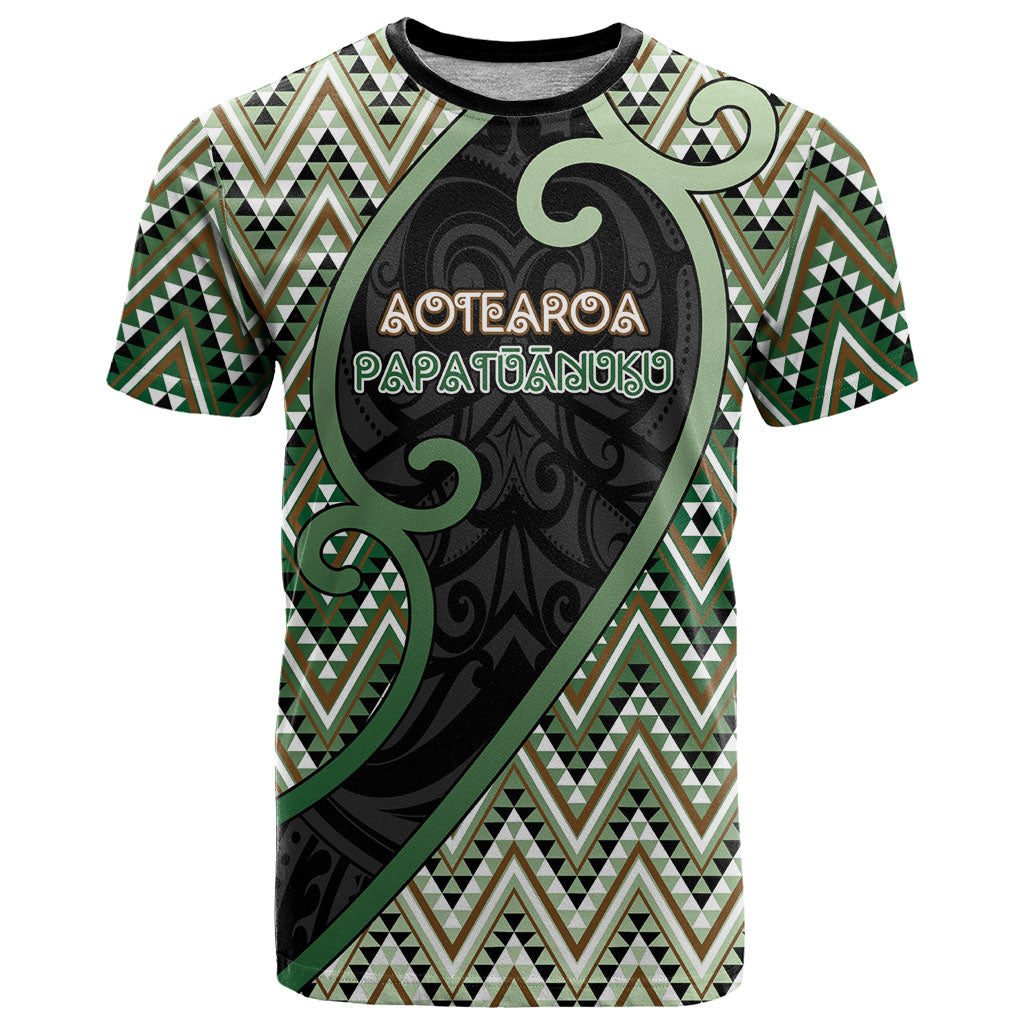 Custom Aotearoa Atua Papatuanuku T Shirt Earth Mother Father Koru Patterns DT05 Green - Polynesian Pride
