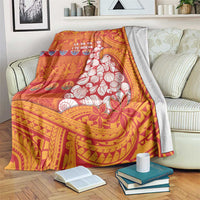 French Polynesia Christmas Blanket Seashell Xmas Tree Tribal Waves - Polynesian Pride