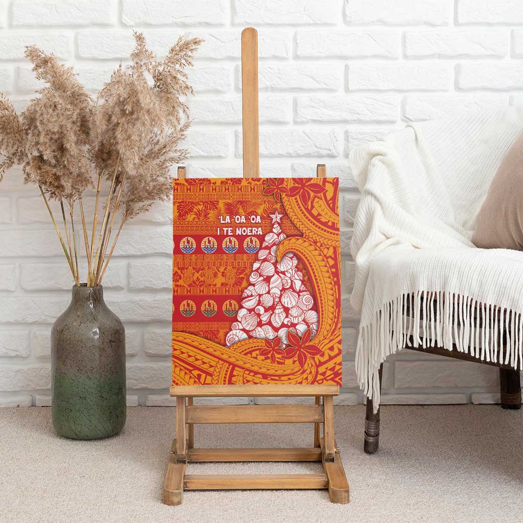 French Polynesia Christmas Canvas Wall Art Seashell Xmas Tree Tribal Waves - Polynesian Pride