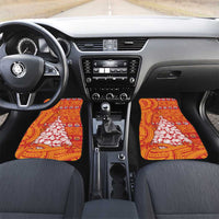 French Polynesia Christmas Car Mats Seashell Xmas Tree Tribal Waves - Polynesian Pride