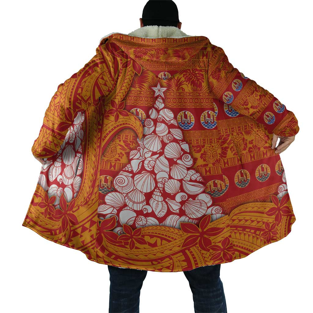 French Polynesia Christmas Cloak Seashell Xmas Tree Tribal Waves - Polynesian Pride