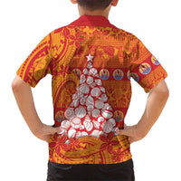 French Polynesia Christmas Family Matching Mermaid Dress and Hawaiian Shirt Seashell Xmas Tree Tribal Waves DT05 - Polynesian Pride