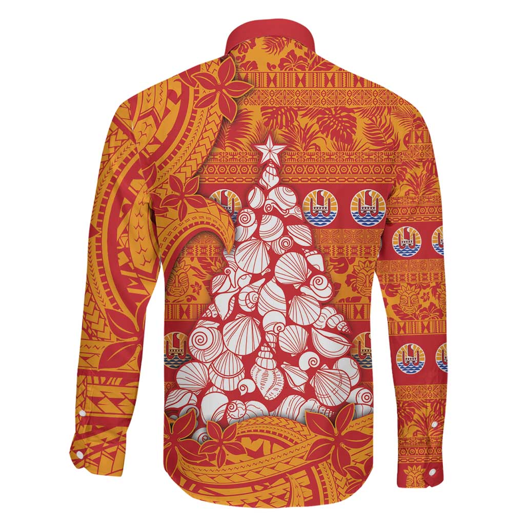 French Polynesia Christmas Family Matching Mermaid Dress and Hawaiian Shirt Seashell Xmas Tree Tribal Waves DT05 - Polynesian Pride