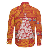 French Polynesia Christmas Family Matching Off Shoulder Maxi Dress and Hawaiian Shirt Seashell Xmas Tree Tribal Waves DT05 - Polynesian Pride