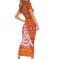French Polynesia Christmas Family Matching Short Sleeve Bodycon Dress and Hawaiian Shirt Seashell Xmas Tree Tribal Waves DT05 - Polynesian Pride