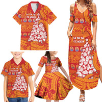 French Polynesia Christmas Family Matching Summer Maxi Dress and Hawaiian Shirt Seashell Xmas Tree Tribal Waves DT05 - Polynesian Pride