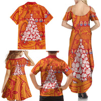French Polynesia Christmas Family Matching Summer Maxi Dress and Hawaiian Shirt Seashell Xmas Tree Tribal Waves DT05 - Polynesian Pride