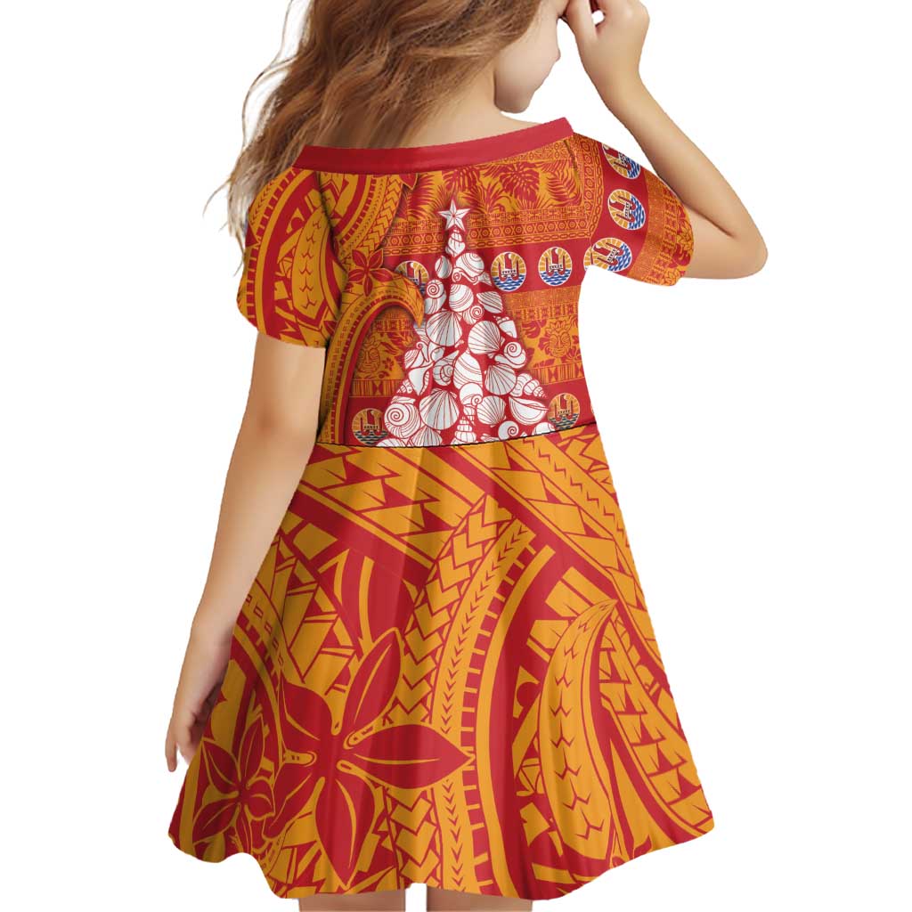 French Polynesia Christmas Family Matching Tank Maxi Dress and Hawaiian Shirt Seashell Xmas Tree Tribal Waves DT05 - Polynesian Pride