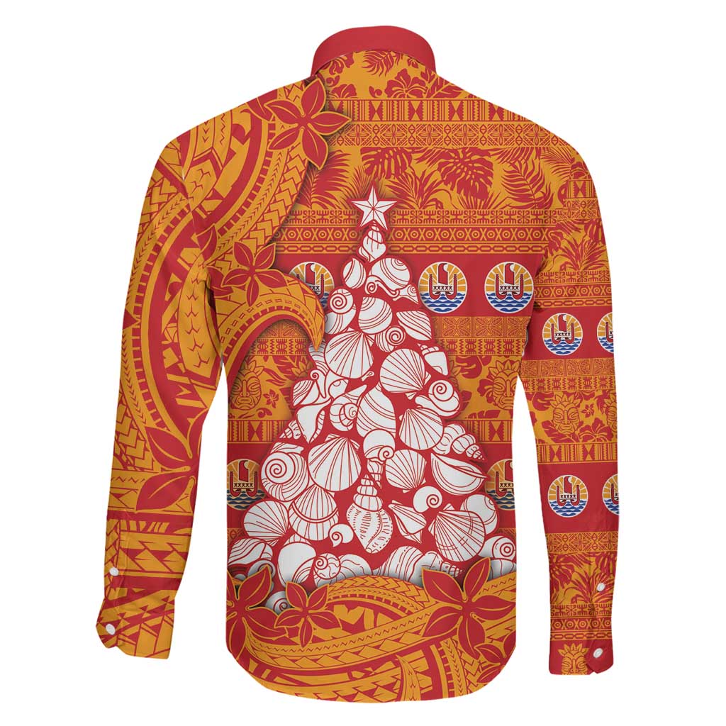 French Polynesia Christmas Family Matching Tank Maxi Dress and Hawaiian Shirt Seashell Xmas Tree Tribal Waves DT05 - Polynesian Pride