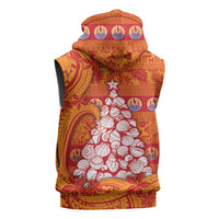 French Polynesia Christmas Sleeveless Hoodie Seashell Xmas Tree Tribal Waves DT05 - Polynesian Pride