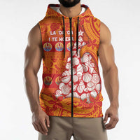 French Polynesia Christmas Sleeveless Zip Hoodie Seashell Xmas Tree Tribal Waves - Polynesian Pride
