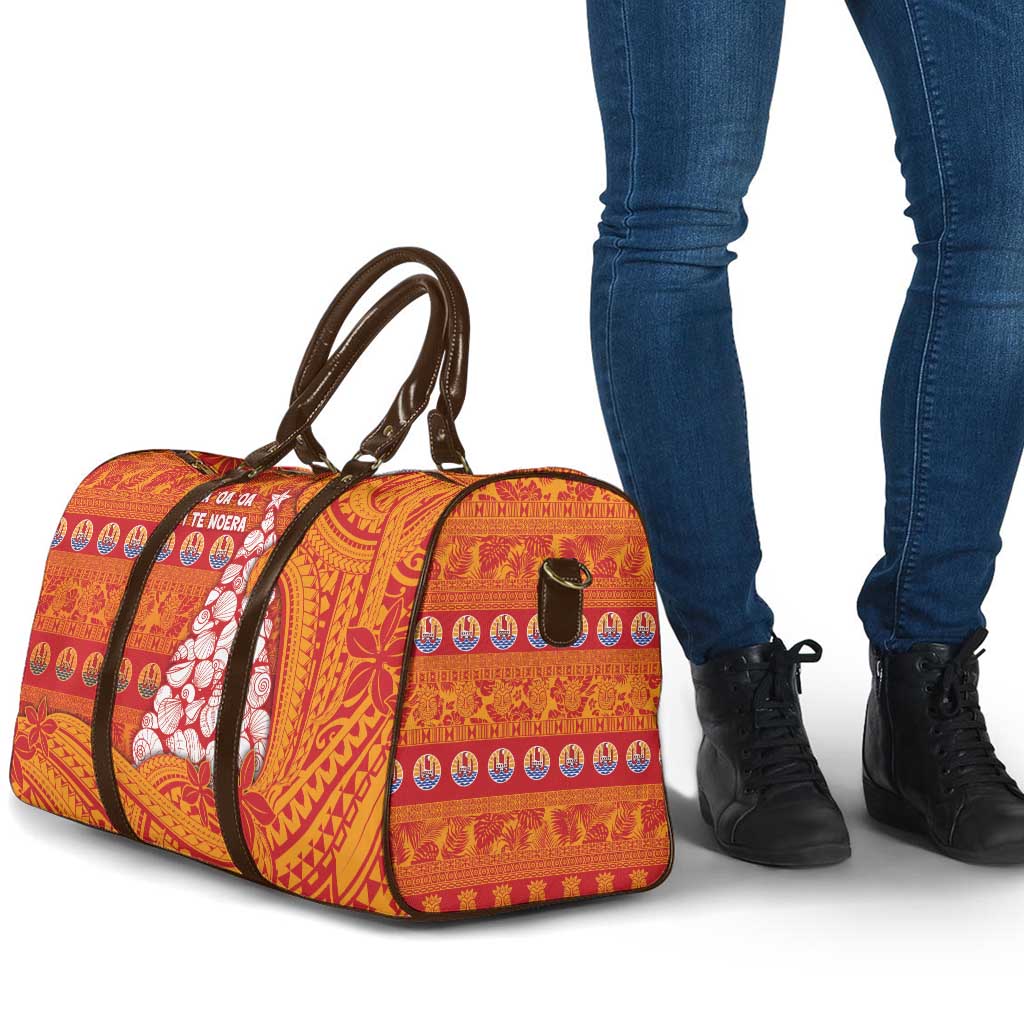 French Polynesia Christmas Travel Bag Seashell Xmas Tree Tribal Waves - Polynesian Pride