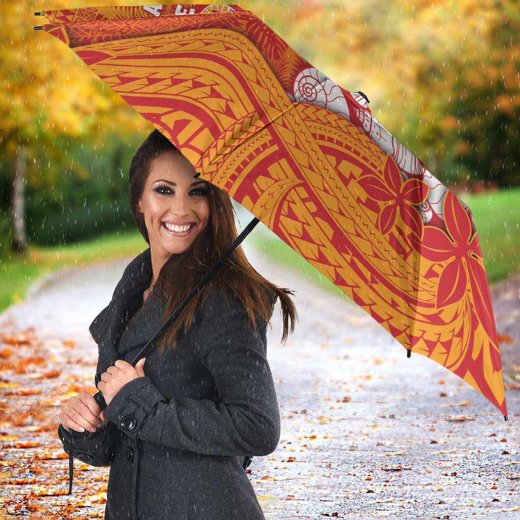 French Polynesia Christmas Umbrella Seashell Xmas Tree Tribal Waves - Polynesian Pride