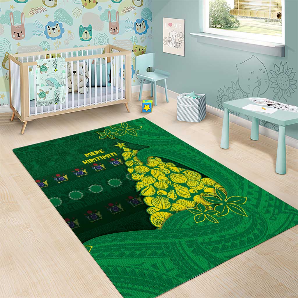 Cook Islands Christmas Area Rug Seashell Xmas Tree Tribal Waves - Polynesian Pride