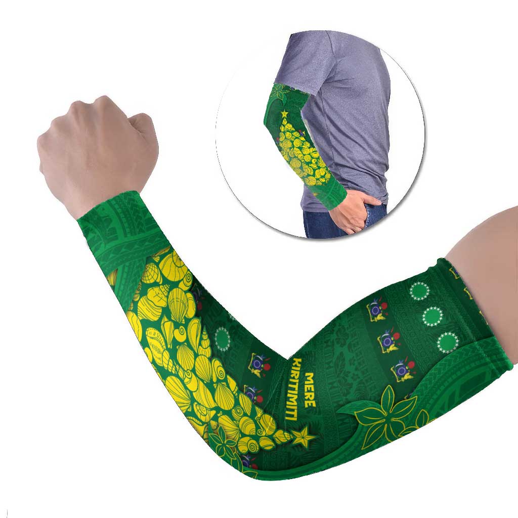 Cook Islands Christmas Arm Sleeves Seashell Xmas Tree Tribal Waves - Polynesian Pride