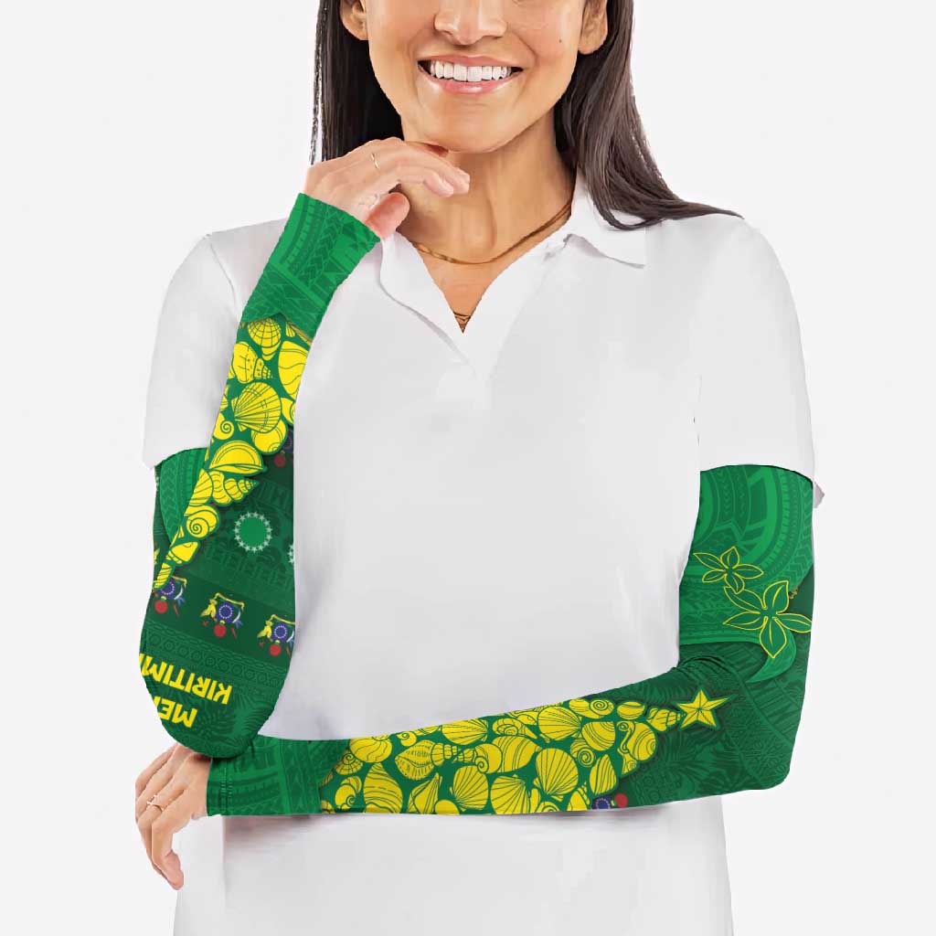 Cook Islands Christmas Arm Sleeves Seashell Xmas Tree Tribal Waves - Polynesian Pride