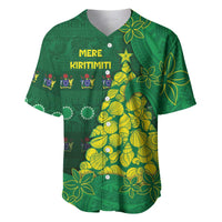 Cook Islands Christmas Baseball Jersey Seashell Xmas Tree Tribal Waves - Polynesian Pride