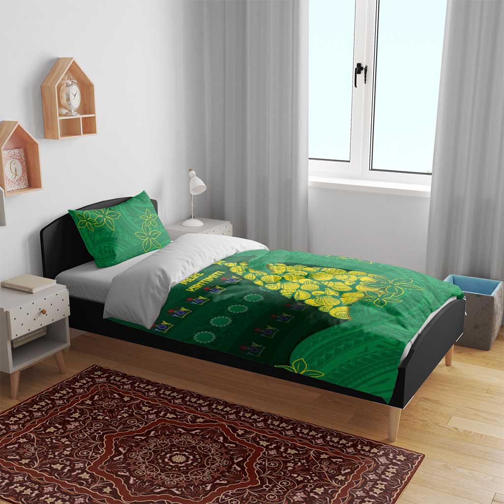 Cook Islands Christmas Bedding Set Seashell Xmas Tree Tribal Waves - Polynesian Pride