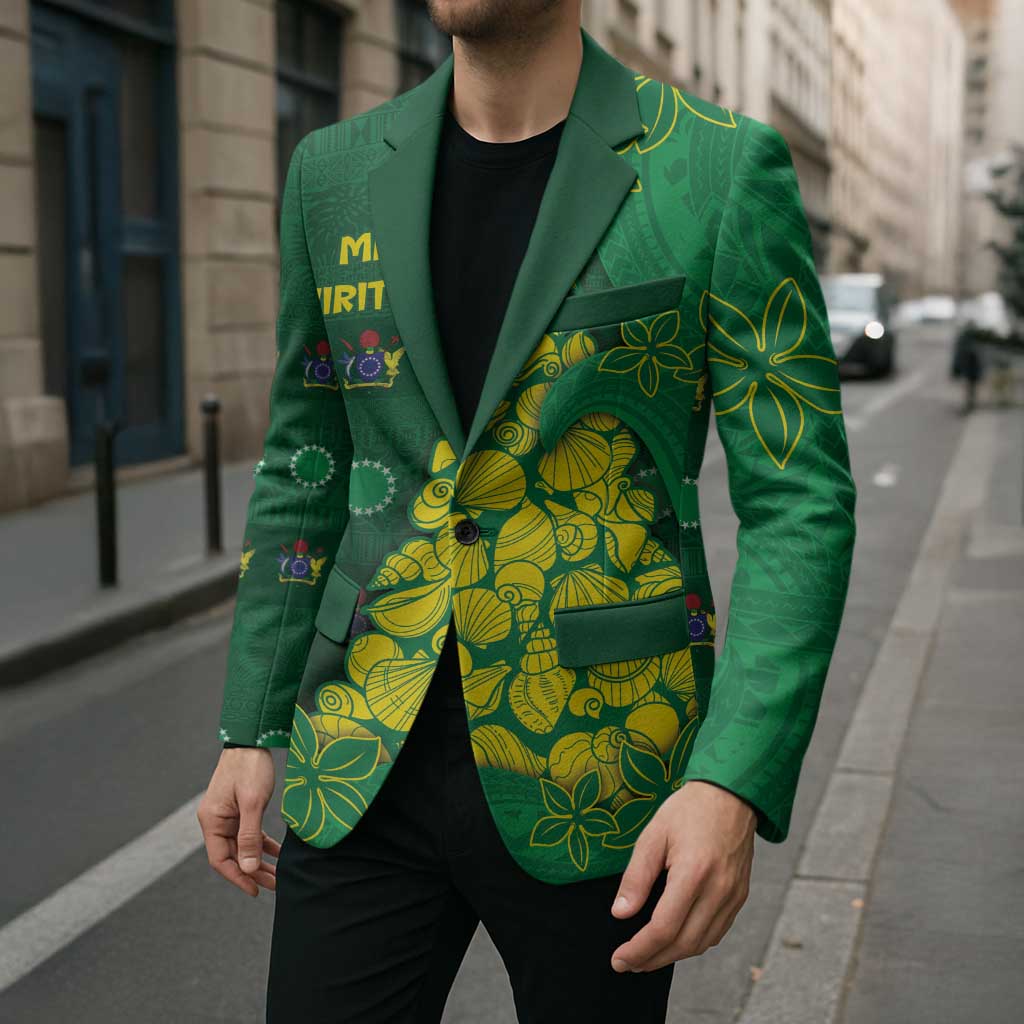 Cook Islands Christmas Blazer Seashell Xmas Tree Tribal Waves - Polynesian Pride