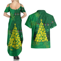 Cook Islands Christmas Couples Matching Summer Maxi Dress and Hawaiian Shirt Seashell Xmas Tree Tribal Waves DT05 - Polynesian Pride