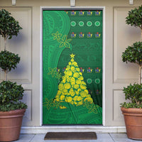 Cook Islands Christmas Door Cover Seashell Xmas Tree Tribal Waves DT05 Green - Polynesian Pride