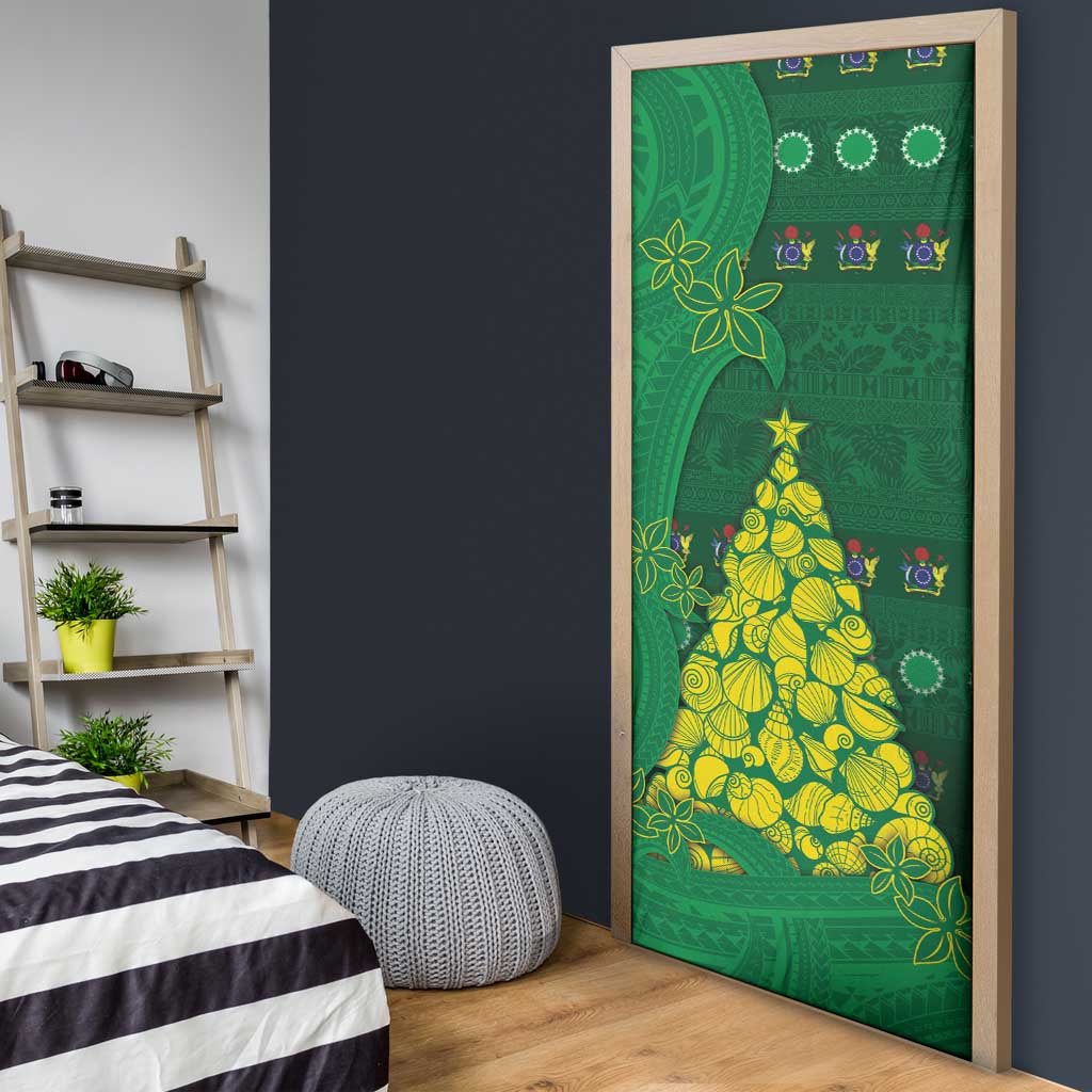 Cook Islands Christmas Door Cover Seashell Xmas Tree Tribal Waves DT05 - Polynesian Pride