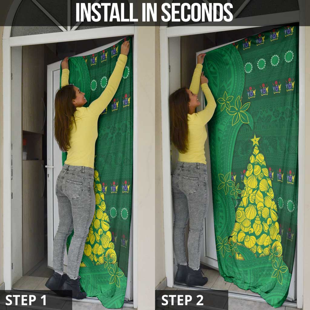 Cook Islands Christmas Door Cover Seashell Xmas Tree Tribal Waves DT05 - Polynesian Pride
