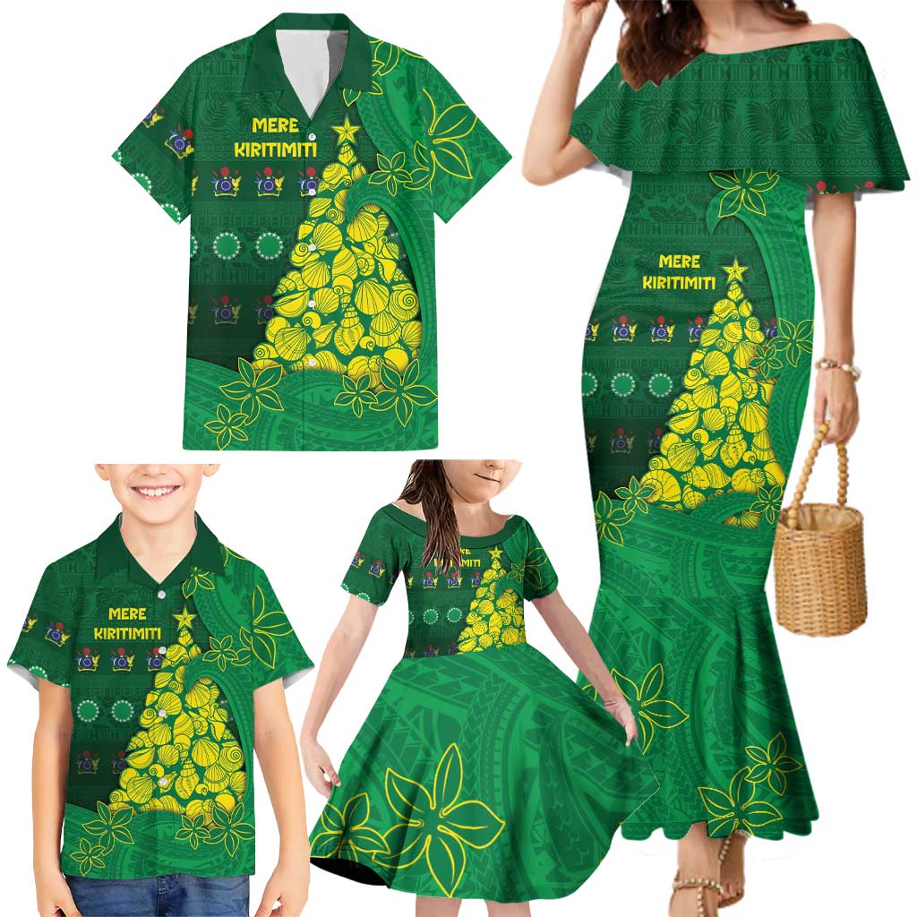 Cook Islands Christmas Family Matching Mermaid Dress and Hawaiian Shirt Seashell Xmas Tree Tribal Waves DT05 - Polynesian Pride