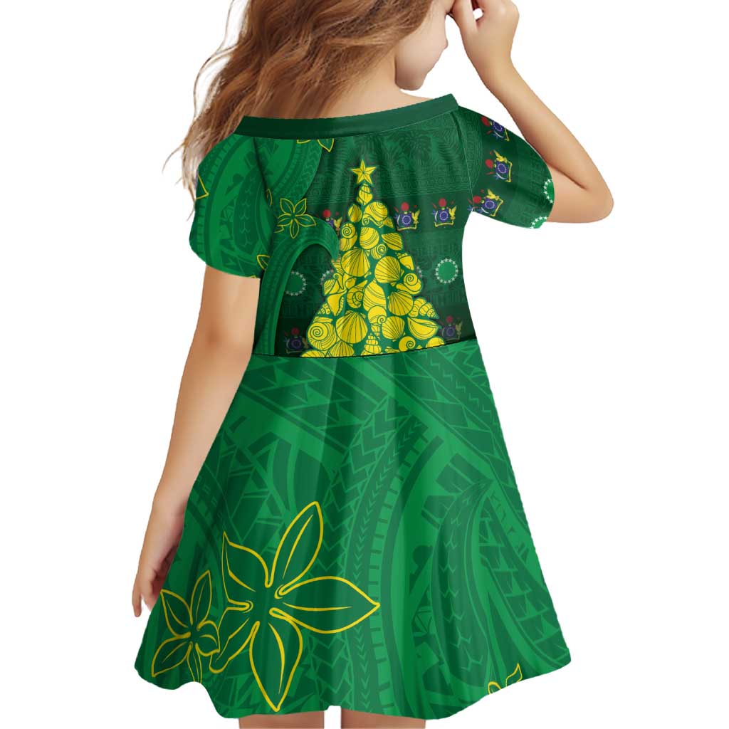 Cook Islands Christmas Family Matching Off The Shoulder Long Sleeve Dress and Hawaiian Shirt Seashell Xmas Tree Tribal Waves DT05 - Polynesian Pride